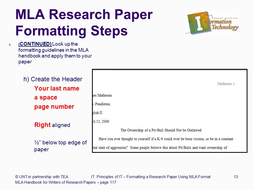 research paper page number format